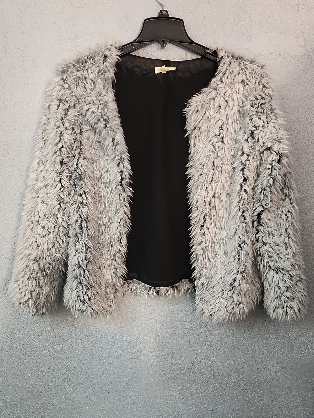 Plush Light Gray Teddy Jacket - Women's Faux Fur Open Front Coat
